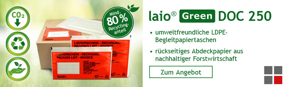 HILDE24 | laio� Green DOC 250 umweltfreundliche LDPE-Begleitpapiertaschen
